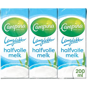 Foto van Campina langlekker halfvolle melk multipack 6 x 200ml bij jumbo