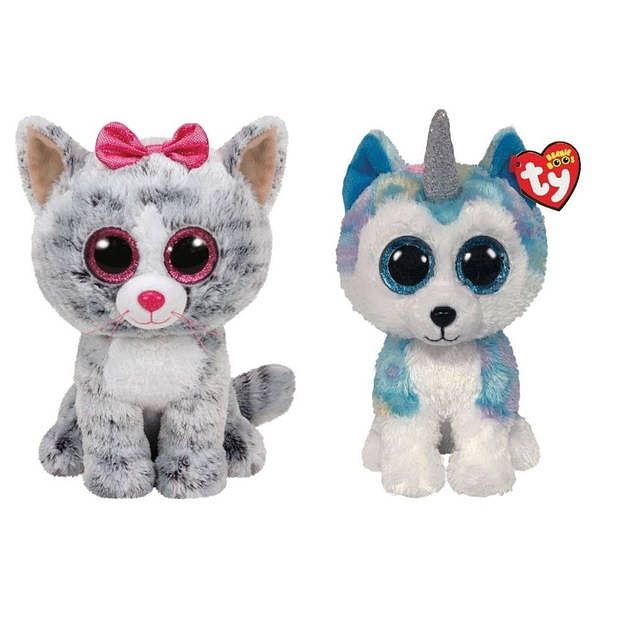 Foto van Ty - knuffel - beanie buddy - kiki cat & helena husky