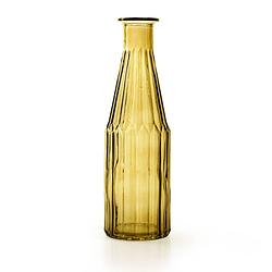 Foto van Jodeco bloemenvaas marseille - fles model - glas - geel - h25 x d7 cm - vazen