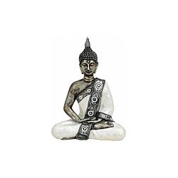 Foto van Thaise boeddha beeldje zilver/wit 27 cm - beeldjes