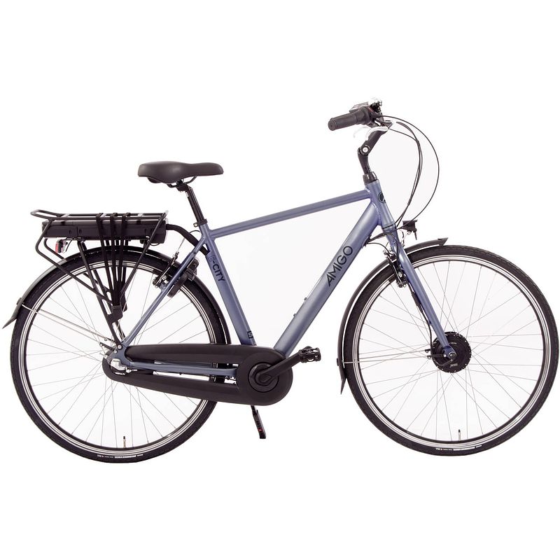 Foto van Amigo elektrische stadsfiets e-city s1 460wh 28 inch 54 cm heren 3v v-brakes blauwgrijs