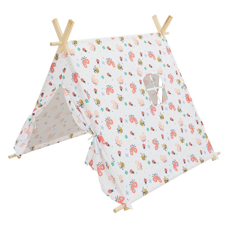 Foto van Speeltent voor kinderen met twee deuren en een raam 108x105x117 cm wit polyester