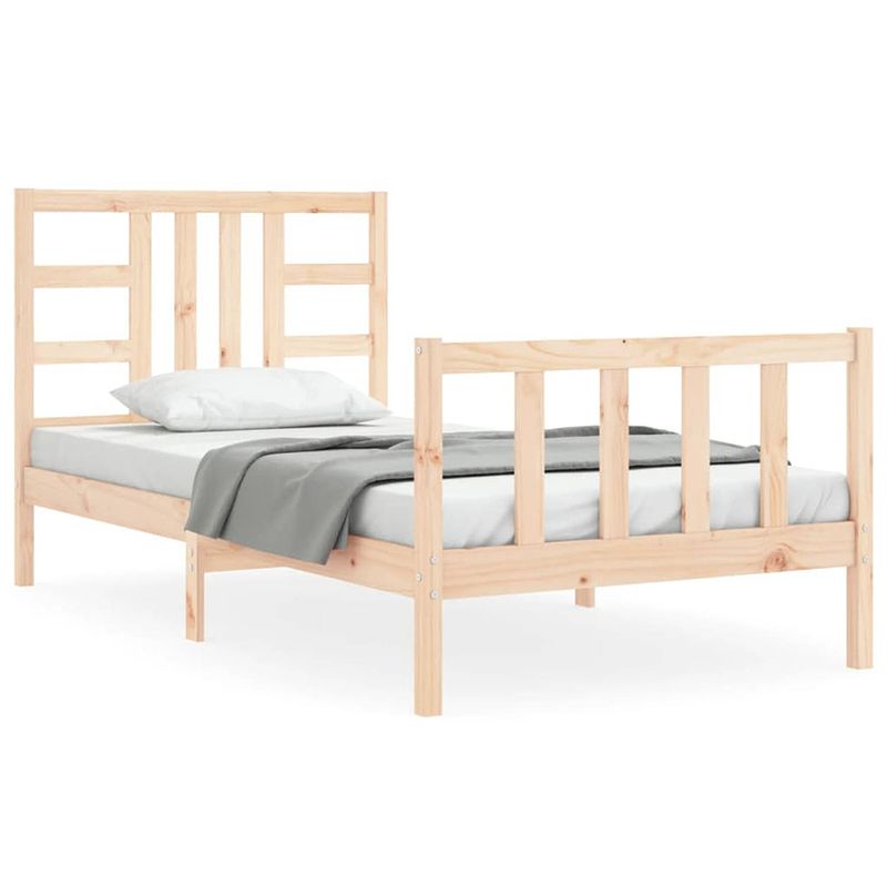 Foto van The living store massief grenenhouten bedframe - 195.5 x 95.5 x 100 cm - multiplex lattenbodem