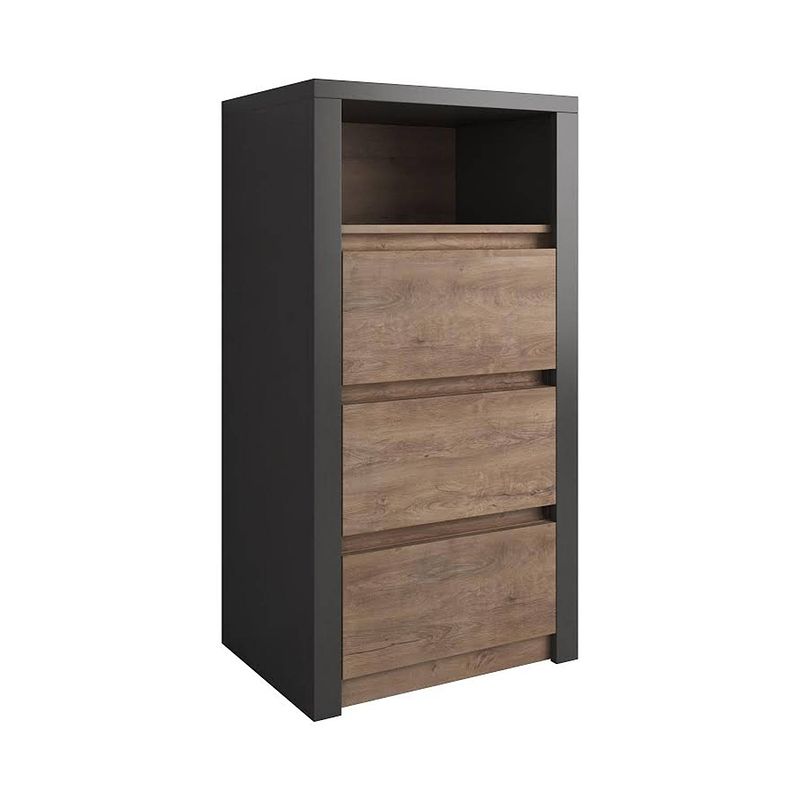 Foto van Meubella - commode monaco - eiken - grijs - 50 cm