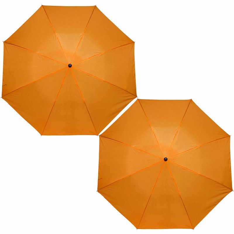 Foto van 2x stuks kleine opvouwbare paraplus oranje 93 cm - paraplu's