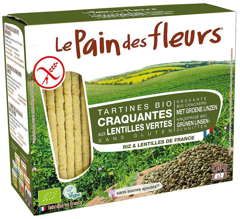 Foto van Le pain des fleurs crackers groene linzen