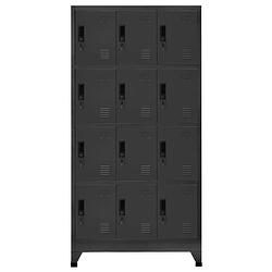 Foto van The living store lockerkast 12 deurs - 90 x 45 x 180 cm - antraciet - staal