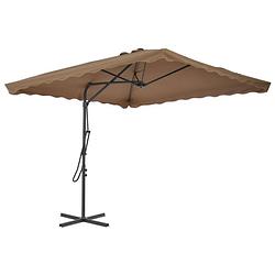 Foto van The living store parasol - elegant - uv-beschermend - 360 graden draaibaar - taupe - 250x250x230 cm - stalen paal