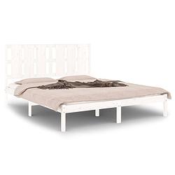 Foto van Vidaxl bedframe massief hout wit 150x200 cm 5ft king size