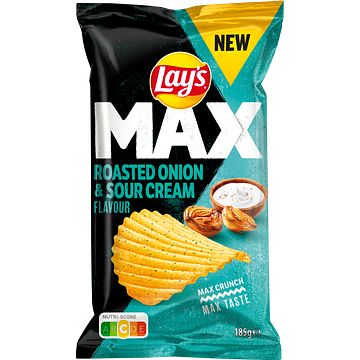 Foto van Lay'ss max roasted onion & sour cream chips 185gr bij jumbo