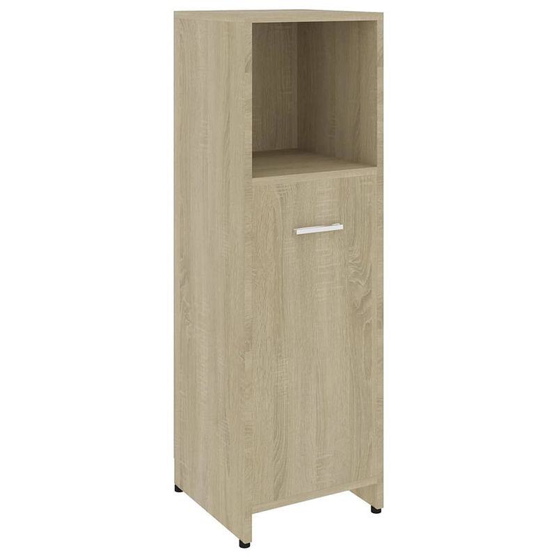 Foto van The living store badkaast - sonoma eiken - 30 x 30 x 95 cm - 3 schappen - 1 deur