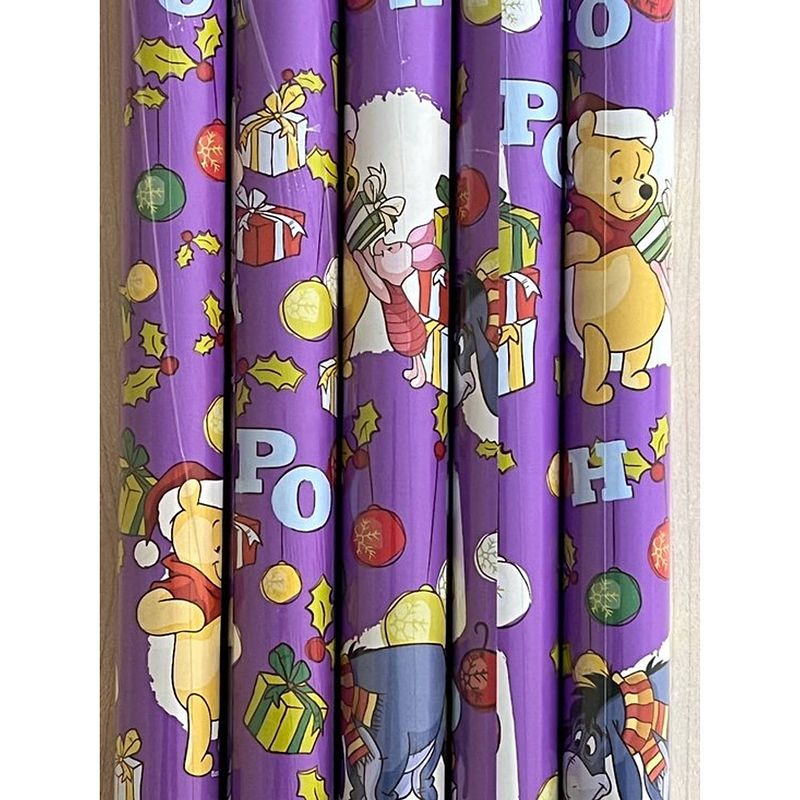 Foto van Winnie de poeh kerstpapier inpakpapier cadeaupapier voor kerstmis - 2 meter x 70 cm - 5 rollen