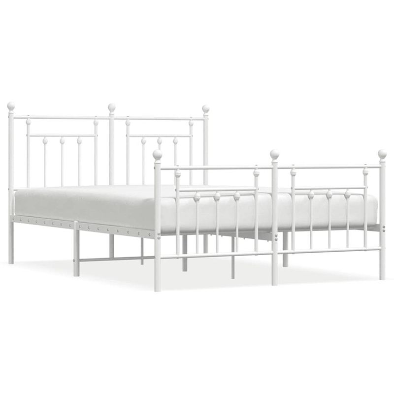 Foto van Vidaxl bedframe met hoofd- en voeteneinde metaal wit 140x190 cm