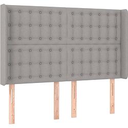 Foto van The living store boxspring bed - led - 203 x 147 x 118/128 cm - lichtgrijs