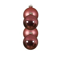 Foto van 4x stuks glazen kerstballen lippenstift roze 10 cm mat/glans - kerstbal