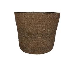 Foto van Plantenpot/bloempot van jute/zeegras diameter 26 cm en hoogte 23 cm camel bruin - plantenpotten