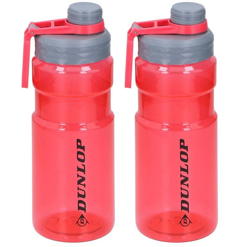 Foto van 2x bidon/drinkfles transparant rood 1100 ml - drinkflessen