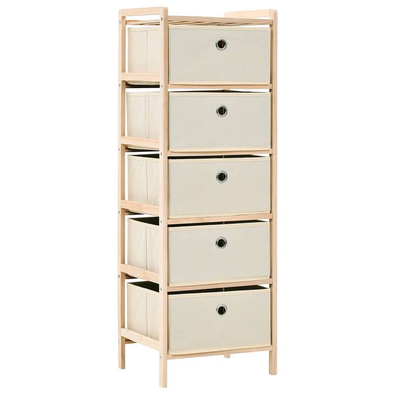 Foto van The living store opslagmeubel - opbergrek met 5 manden - 32 x 26 x 93 cm - beige