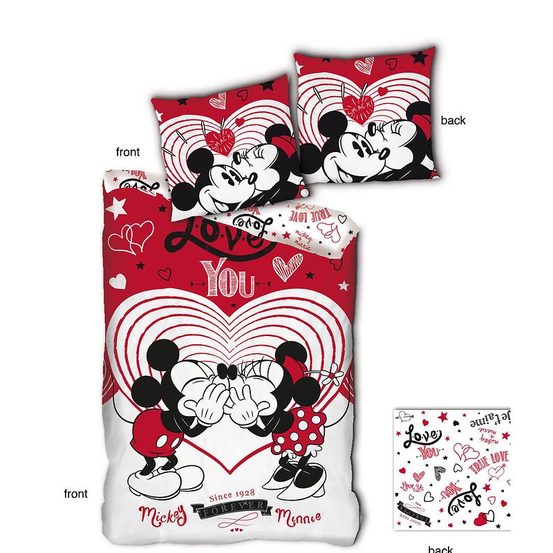 Foto van Disney minnie mouse dekbedovertrek love you - eenpersoons - 140 x 200 cm - rood