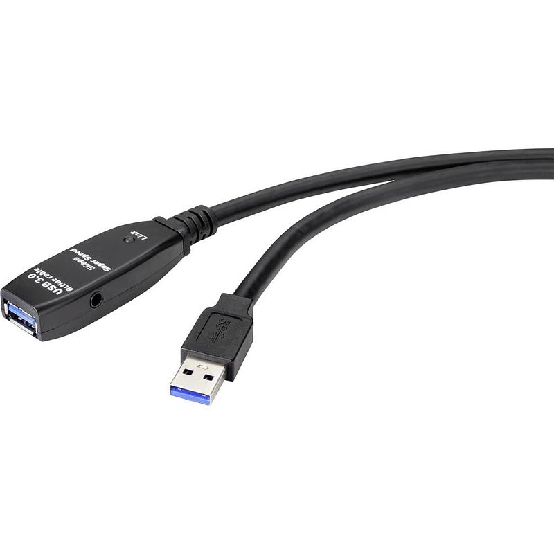 Foto van Renkforce usb-kabel usb 3.2 gen1 (usb 3.0 / usb 3.1 gen1) usb-a stekker, usb-a bus 5.00 m zwart rf-4598344