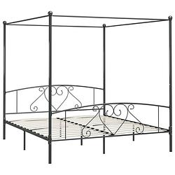 Foto van The living store hemelbedframe - metaal - grijs - 209 x 187.5 x 198 cm - geschikt voor matras 180 x 200 cm (b x l) -