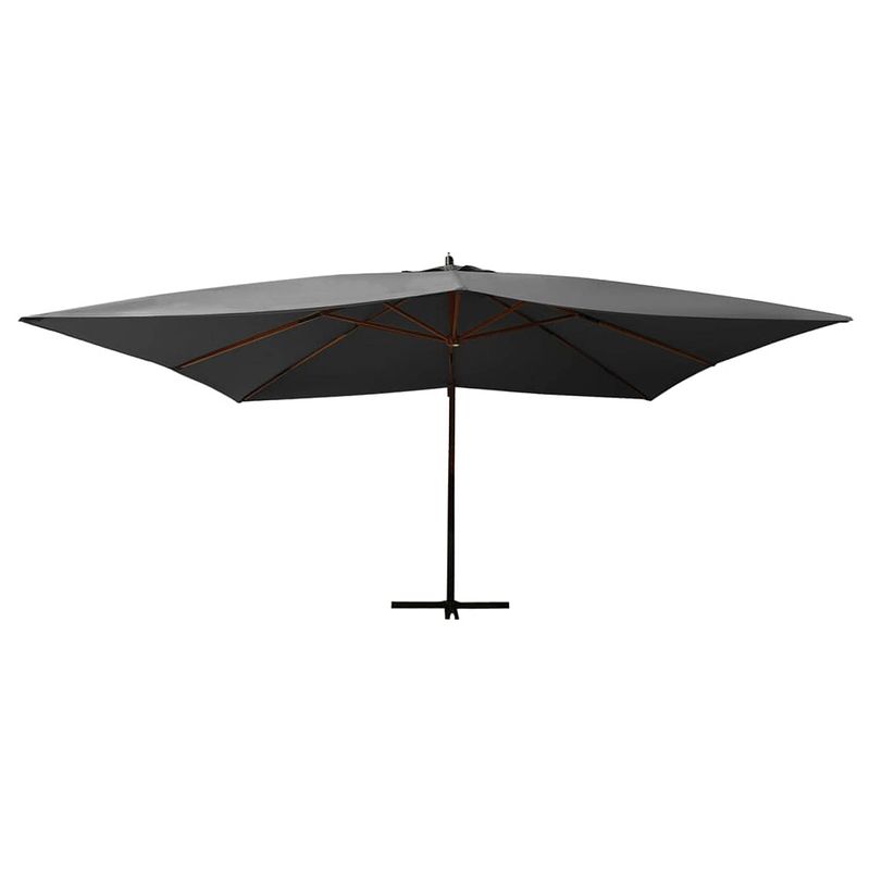 Foto van The living store zweefparasol antraciet 400x300 cm - uv-beschermend polyester - stabiele kruisvoet