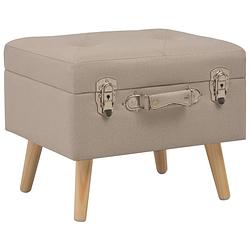 Foto van The living store krukkenset - hockers - 85 x 38 x 47 cm - polyester - beige