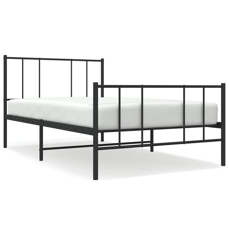 Foto van Vidaxl bedframe met hoofd- en voeteneinde metaal zwart 100x200 cm