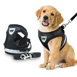 Foto van Mm brands hondentuig - harnas hond - y tuig - reflectie - small - zwart