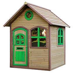 Foto van Axi julia speelhuis van fsc hout speelhuisje voor de tuin / buiten in bruin & groen