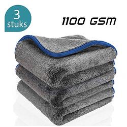 Foto van Fordig 1100 gsm microvezeldoeken (3 stuks) - anti kras - super absorberend - auto droogdoek - microvezel droogdoek -