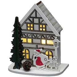 Foto van Konstsmide 3277-210 houten figuur huis met kerstman warmwit led warm-wit timer, schakelaar