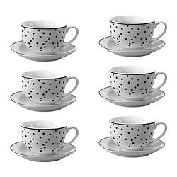 Foto van Haes deco - kop en schotel set van 6 - 238 ml - porselein - small dots