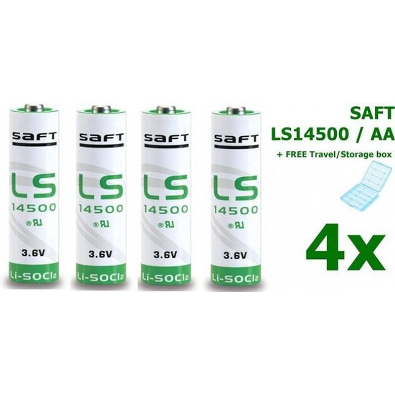 Foto van 4 stuks - saft ls14500 / aa lithium batterij 3.6v