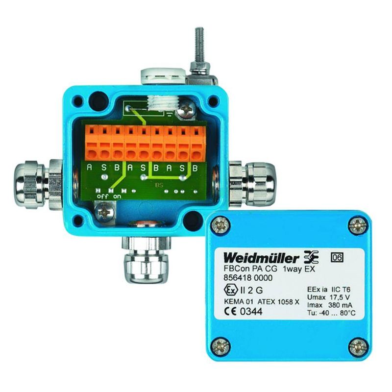 Foto van Weidmüller fbcon pa cg 1way ex 8564180000 passieve sensor/actorbox profibus-pa standaardverdeler eex(ia) 1 stuk(s)