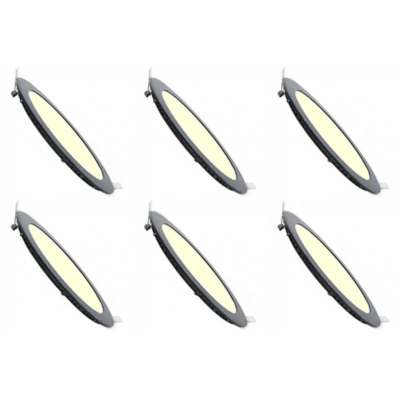 Foto van Led downlight slim 6 pack - inbouw rond 6w - warm wit 3000k - mat zwart aluminium - ø120mm