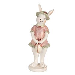 Foto van Clayre & eef beeld konijn 15 cm wit roze polyresin wit