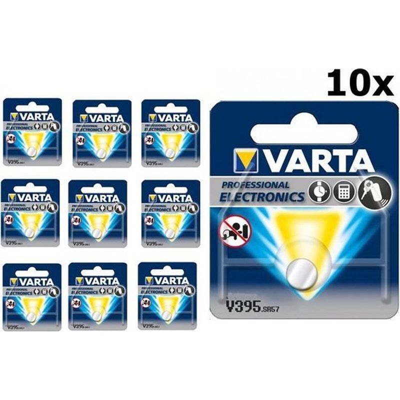 Foto van Varta 399-395/g7/sr927w 1.5v 52mah knoopcel batterij - 10 stuks