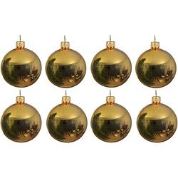 Foto van 8x glazen kerstballen glans goud 10 cm kerstboom versiering/decoratie - kerstbal