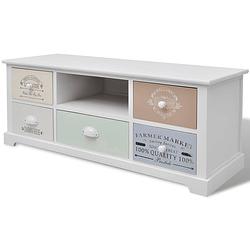 Foto van The living store tv-hifi stand franse landelijke stijl - 100x35x40 cm - 5 lades