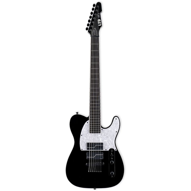 Foto van Esp ltd sct-607 baritone black stephen carpenter signature 7-snarige elektrische gitaar met koffer