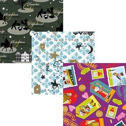 Foto van Assortiment 2 sinterklaaspapier cadeaupapier inpakpapier extra lang en breed - 300 x 100 cm - 3 rollen