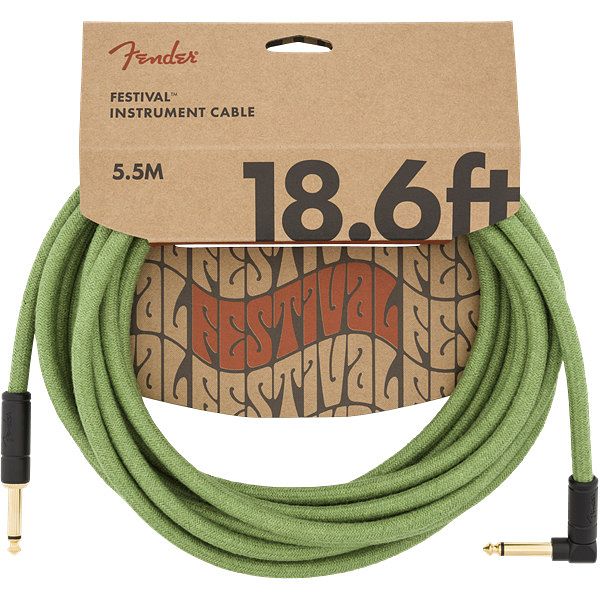 Foto van Fender festival cables green r/a instrumentkabel 5.5m