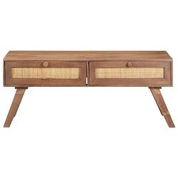 Foto van The living store houten tafel - woonkamertafel - massief mangohout - 100x60x40 cm - lichtkleurige afwerking