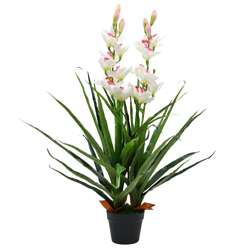 Foto van Vidaxl kunstplant met pot cymbidium orchidee 100 cm groen