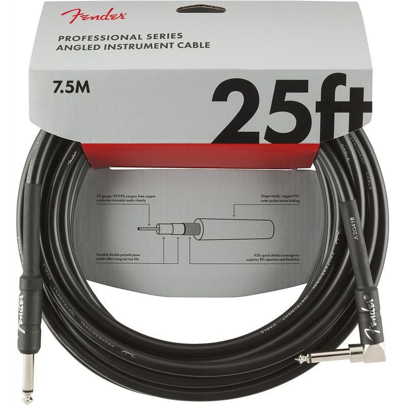 Foto van Fender professional series black jackkabel 7.5m haaks