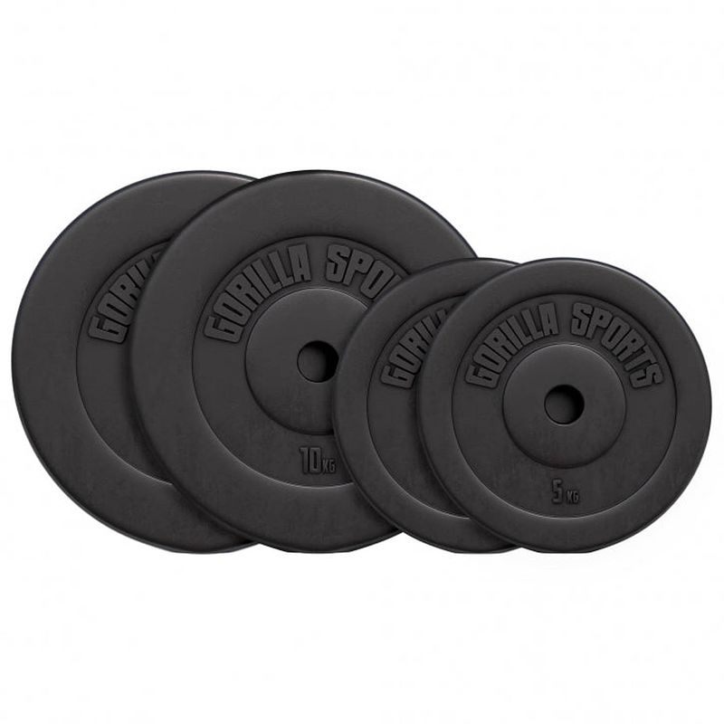 Foto van Gorilla sports halterschijven set - bundel - 30 kg (2 x 5 & 2 x 10 kg) -