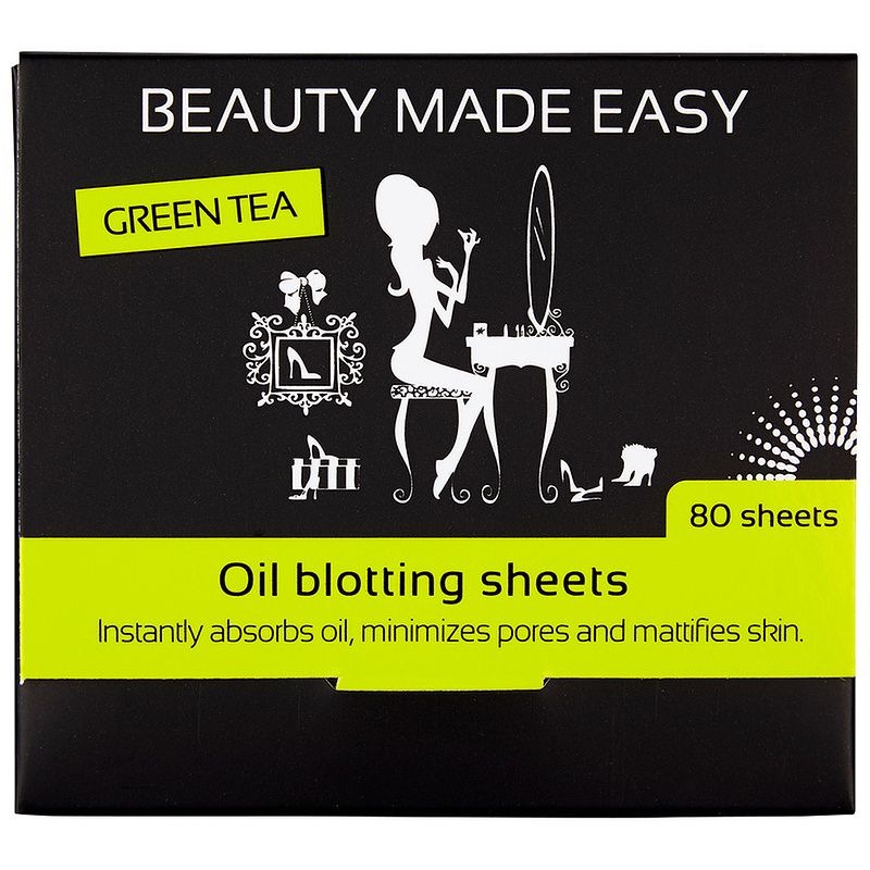 Foto van Beauty made easy oil blotting sheets green tea