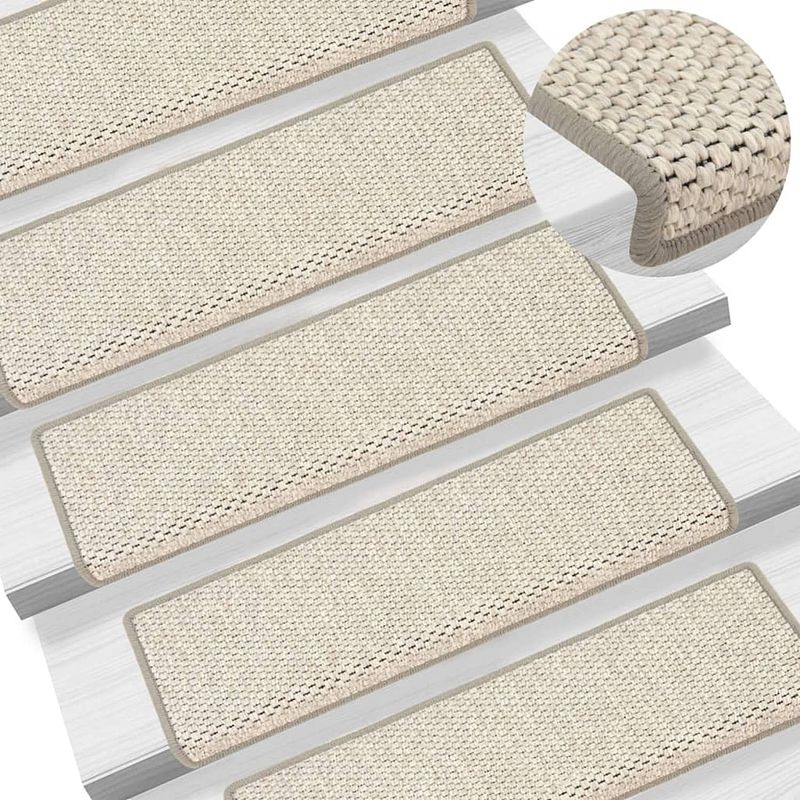 Foto van Vidaxl trapmatten zelfklevend 15 st sisal-look 65x21x4 cm beige