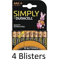 Foto van 32 stuks (4 blisters a 8 st) duracell aaa batterijen